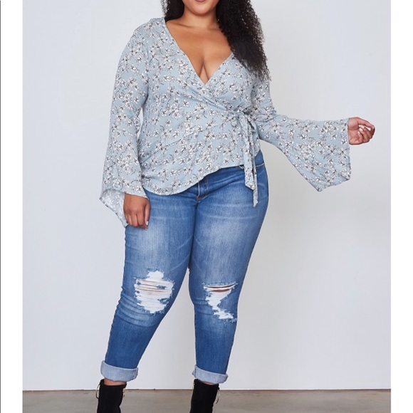 πHPπ Last 1 π Floral Print Wrap Blouseπ - Picture 2 of 7